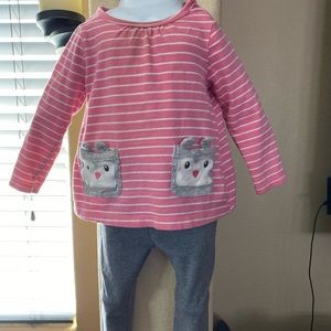 Pink and grey leggings girls outfit 18 months.